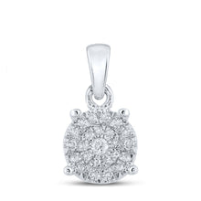 Load image into Gallery viewer, Radiant Brilliance: 10kt White Gold Womens Round Diamond Circle Frame Cluster Pendant  Top View from Splendid Jewellery