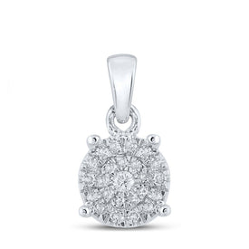 Radiant Brilliance: 10kt White Gold Womens Round Diamond Circle Frame Cluster Pendant  Top View from Splendid Jewellery