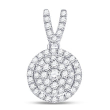 Load image into Gallery viewer, Radiant Brilliance: 10kt White Gold Womens Round Diamond Circle Frame Pendant  Top View from Splendid Jewellery
