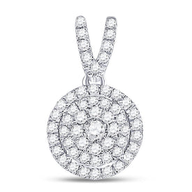 Radiant Brilliance: 10kt White Gold Womens Round Diamond Circle Frame Pendant  Top View from Splendid Jewellery