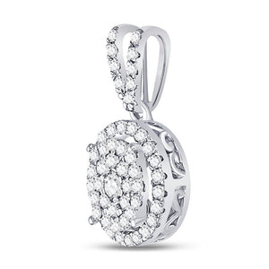 Radiant Brilliance: 10kt White Gold Womens Round Diamond Circle Frame Pendant - Splendid Jewellery