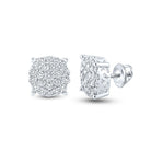 Radiant Brilliance: 10kt White Gold Womens Round Diamond Cluster Earrings 1 - 1/2 Cttw - Splendid Jewellery