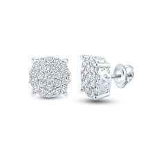 Load image into Gallery viewer, Radiant Brilliance: 10kt White Gold Womens Round Diamond Cluster Earrings 1 - 1/2 Cttw - Splendid Jewellery