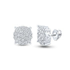 Radiant Brilliance: 10kt White Gold Womens Round Diamond Cluster Earrings 1 - 1/2 Cttw - Splendid Jewellery