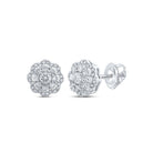Radiant Brilliance: 10kt White Gold Womens Round Diamond Cluster Earrings 1/2 Cttw - Splendid Jewellery