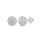 Radiant Brilliance: 10kt White Gold Womens Round Diamond Cluster Earrings 1/2 Cttw - Splendid Jewellery