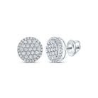 Radiant Brilliance: 10kt White Gold Womens Round Diamond Cluster Earrings 1/2 Cttw - Splendid Jewellery
