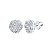 Load image into Gallery viewer, Radiant Brilliance: 10kt White Gold Womens Round Diamond Cluster Earrings 1/2 Cttw - Splendid Jewellery
