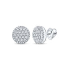 Radiant Brilliance: 10kt White Gold Womens Round Diamond Cluster Earrings 1/2 Cttw - Splendid Jewellery