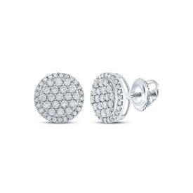 Radiant Brilliance: 10kt White Gold Womens Round Diamond Cluster Earrings 1/2 Cttw - Splendid Jewellery