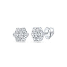 Radiant Brilliance: 10kt White Gold Womens Round Diamond Cluster Earrings 1/3 Cttw - Splendid Jewellery