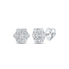Radiant Brilliance: 10kt White Gold Womens Round Diamond Cluster Earrings 1/3 Cttw - Splendid Jewellery