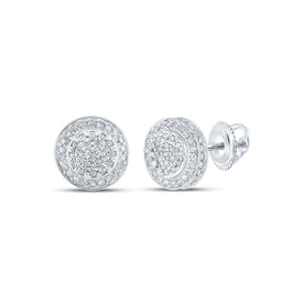 Radiant Brilliance: 10kt White Gold Womens Round Diamond Cluster Earrings 1/3 Cttw - Splendid Jewellery