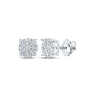 Radiant Brilliance: 10kt White Gold Womens Round Diamond Cluster Earrings 1/4 Cttw - Splendid Jewellery