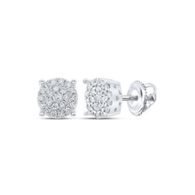 Load image into Gallery viewer, Radiant Brilliance: 10kt White Gold Womens Round Diamond Cluster Earrings 1/4 Cttw - Splendid Jewellery