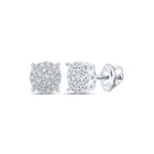 Radiant Brilliance: 10kt White Gold Womens Round Diamond Cluster Earrings 1/4 Cttw - Splendid Jewellery
