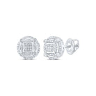 Radiant Brilliance: 10kt White Gold Womens Round Diamond Cluster Earrings 1/4 Cttw - Splendid Jewellery