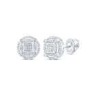 Radiant Brilliance: 10kt White Gold Womens Round Diamond Cluster Earrings 1/4 Cttw - Splendid Jewellery
