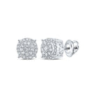 Radiant Brilliance: 10kt White Gold Womens Round Diamond Cluster Earrings - Splendid Jewellery