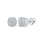Radiant Brilliance: 10kt White Gold Womens Round Diamond Cluster Earrings - Splendid Jewellery