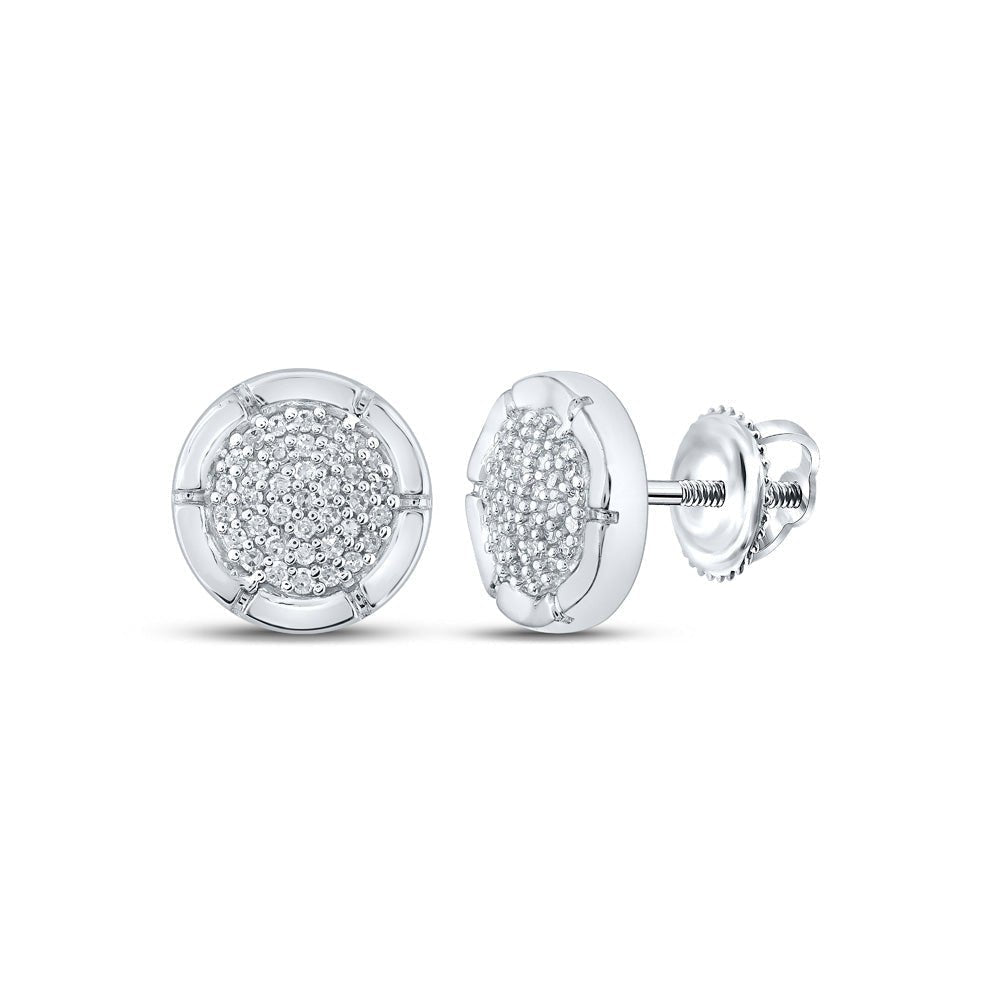 Radiant Brilliance: 10kt White Gold Womens Round Diamond Cluster Earrings - Splendid Jewellery