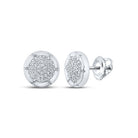 Radiant Brilliance: 10kt White Gold Womens Round Diamond Cluster Earrings - Splendid Jewellery