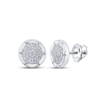 Load image into Gallery viewer, Radiant Brilliance: 10kt White Gold Womens Round Diamond Cluster Earrings - Splendid Jewellery