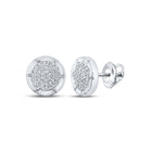 Radiant Brilliance: 10kt White Gold Womens Round Diamond Cluster Earrings - Splendid Jewellery