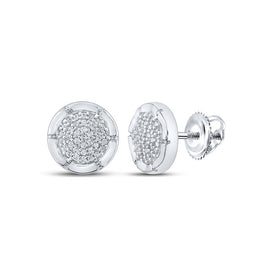 Radiant Brilliance: 10kt White Gold Womens Round Diamond Cluster Earrings - Splendid Jewellery