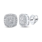 Radiant Brilliance: 10kt White Gold Womens Round Diamond Cluster Earrings - Splendid Jewellery