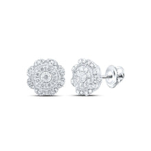 Load image into Gallery viewer, Radiant Brilliance: 10kt White Gold Womens Round Diamond Cluster Earrings - Splendid Jewellery
