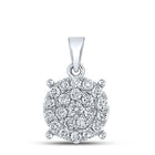 Radiant Brilliance: 10kt White Gold Womens Round Diamond Cluster Pendant 1/2 Cttw - Splendid Jewellery