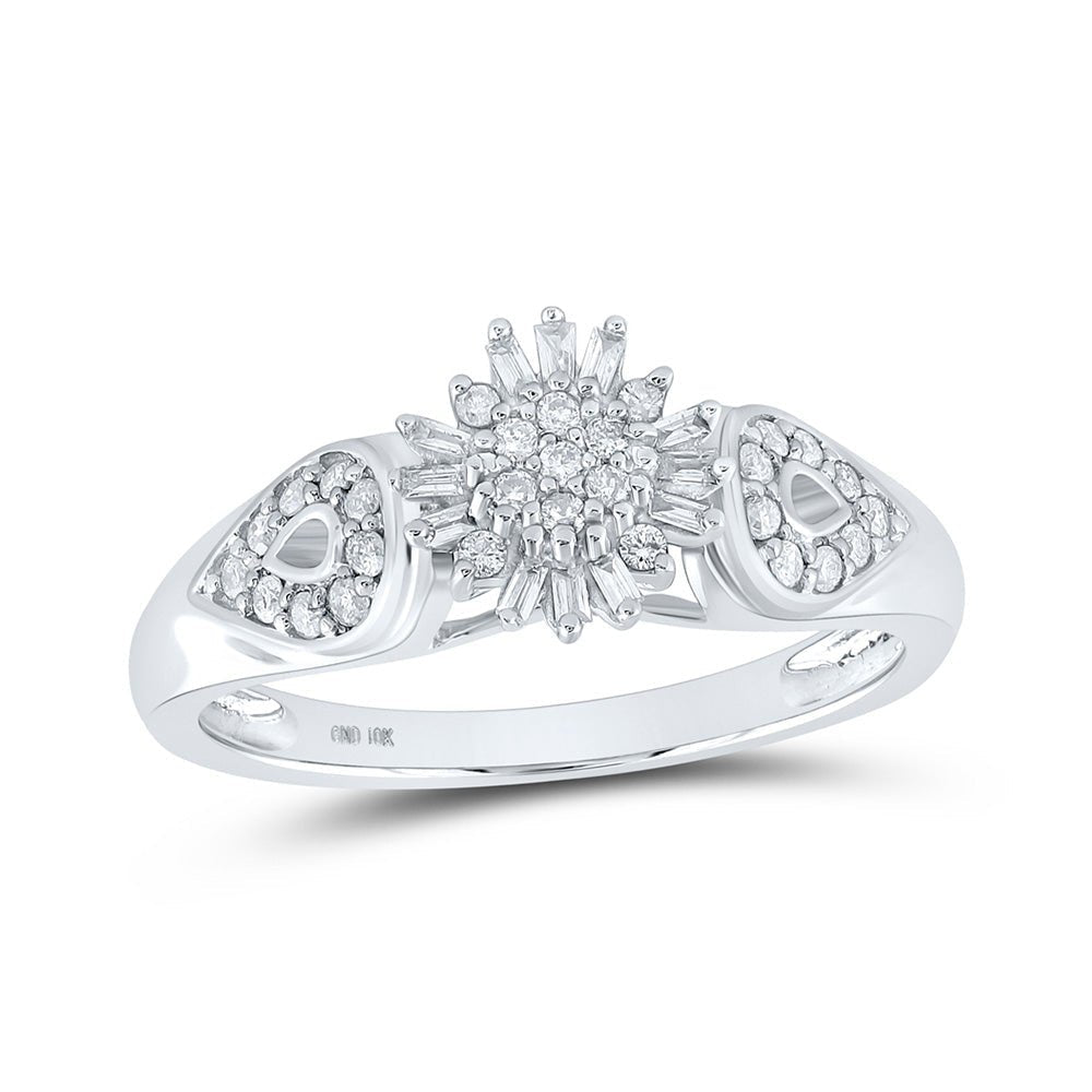 Radiant Brilliance: 10kt White Gold Womens Round Diamond Cluster Ring 1/4 Cttw - Splendid Jewellery