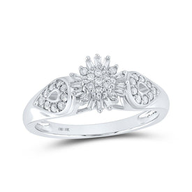Radiant Brilliance: 10kt White Gold Womens Round Diamond Cluster Ring 1/4 Cttw - Splendid Jewellery
