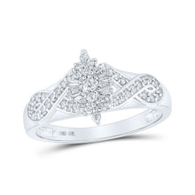 Load image into Gallery viewer, Radiant Brilliance: 10kt White Gold Womens Round Diamond Cluster Ring 1/4 Cttw - Splendid Jewellery
