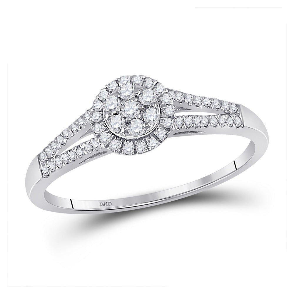 Radiant Brilliance: 10kt White Gold Women's Round Diamond Cluster Ring 1/5 Cttw - Splendid Jewellery