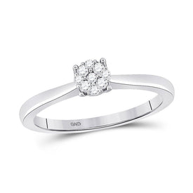 Radiant Brilliance: 10kt White Gold Womens Round Diamond Cluster Ring 1/6 Cttw - Splendid Jewellery