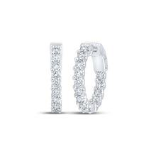 Load image into Gallery viewer, Radiant Brilliance: 10kt White Gold Womens Round Diamond In Out Hoop Earrings 2 Cttw - Splendid Jewellery