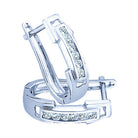 Radiant Brilliance: 10kt White Gold Womens Round Diamond Oblong Hoop Earrings 1/5 Cttw - Splendid Jewellery
