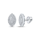 Radiant Brilliance: 10kt White Gold Womens Round Diamond Oval Cluster Earrings 1/5 Cttw - Splendid Jewellery