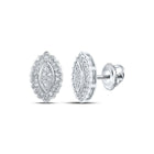 Radiant Brilliance: 10kt White Gold Womens Round Diamond Oval Cluster Earrings 1/5 Cttw - Splendid Jewellery