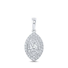 Radiant Brilliance: 10kt White Gold Womens Round Diamond Oval Pendant 1/2 Cttw - Splendid Jewellery