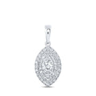 Radiant Brilliance: 10kt White Gold Womens Round Diamond Oval Pendant 1/2 Cttw - Splendid Jewellery