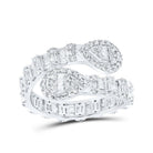 Radiant Brilliance | 10kt White Gold Womens Round Diamond Pear Cuff Band Ring 1 Cttw - Splendid Jewellery