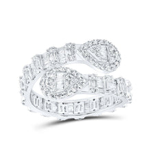 Load image into Gallery viewer, Radiant Brilliance | 10kt White Gold Womens Round Diamond Pear Cuff Band Ring 1 Cttw - Splendid Jewellery