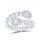 Radiant Brilliance | 10kt White Gold Womens Round Diamond Pear Cuff Band Ring 1 Cttw - Splendid Jewellery