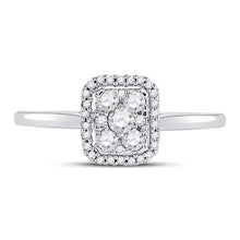 Load image into Gallery viewer, Radiant Brilliance: 10kt White Gold Womens Round Diamond Square Cluster Ring 1/3 Cttw Front View from Splendid Jewellery