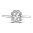 Radiant Brilliance: 10kt White Gold Womens Round Diamond Square Cluster Ring 1/3 Cttw Front View from Splendid Jewellery
