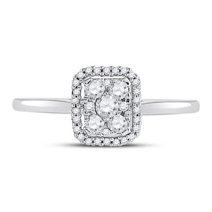 Radiant Brilliance: 10kt White Gold Womens Round Diamond Square Cluster Ring 1/3 Cttw - Splendid Jewellery