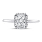 Radiant Brilliance: 10kt White Gold Womens Round Diamond Square Cluster Ring 1/3 Cttw - Splendid Jewellery
